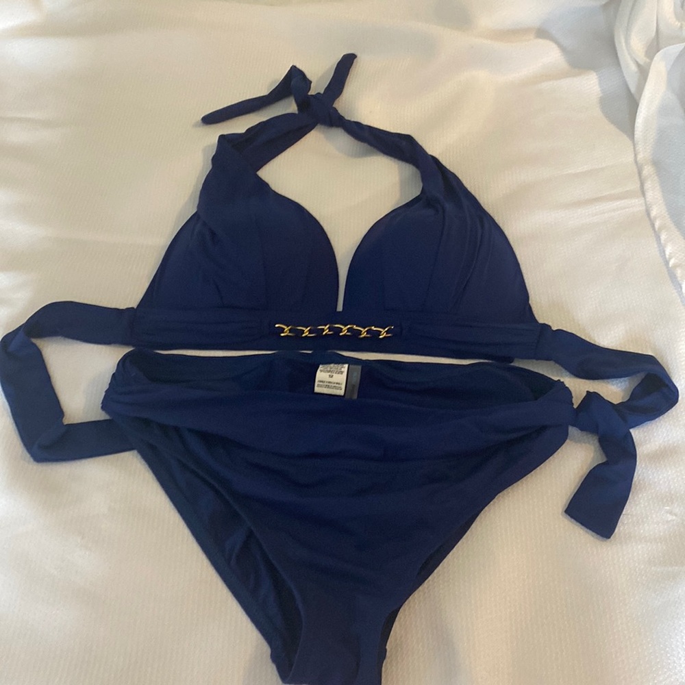 Blue rod Beatte size 12.  Two piece swim suit.
